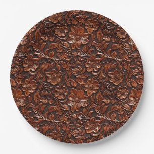 Assiettes En Carton Fleurs Brown chaudes