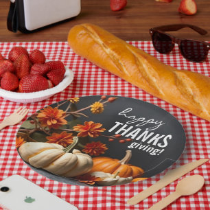Assiettes En Carton Fleurs Citrouilles de jour bon thanksgiving