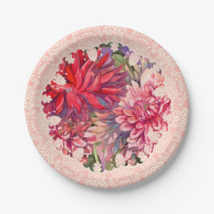 Assiettes En Carton fleurs dahlias