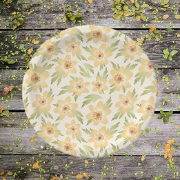 Assiettes En Carton Fleurs d'anémones Orange Sauvages - motif sans sou