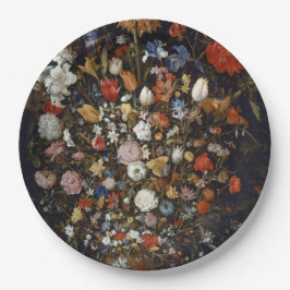 Assiettes En Carton Fleurs dans un bâtiment en bois (par Jan Brueghel)