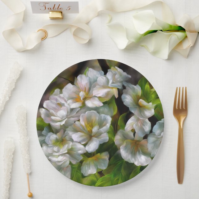 Assiettes En Carton Fleurs d'Apple (Mariage)