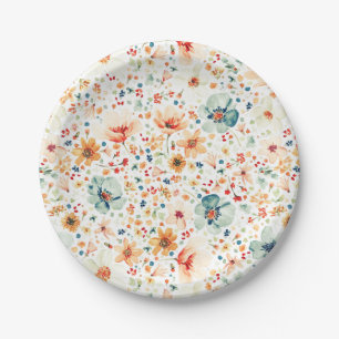 Assiettes En Carton Fleurs d'aquarelle délicieuse romantique
