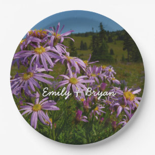 Assiettes En Carton Fleurs d'aster violettes au mont Rainier