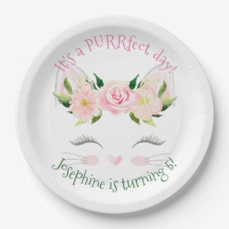 Assiettes En Carton Fleurs de chats Kitten Anniversaire
