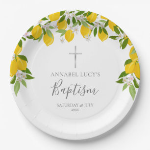 Assiettes En Carton Fleurs de citron Baptême