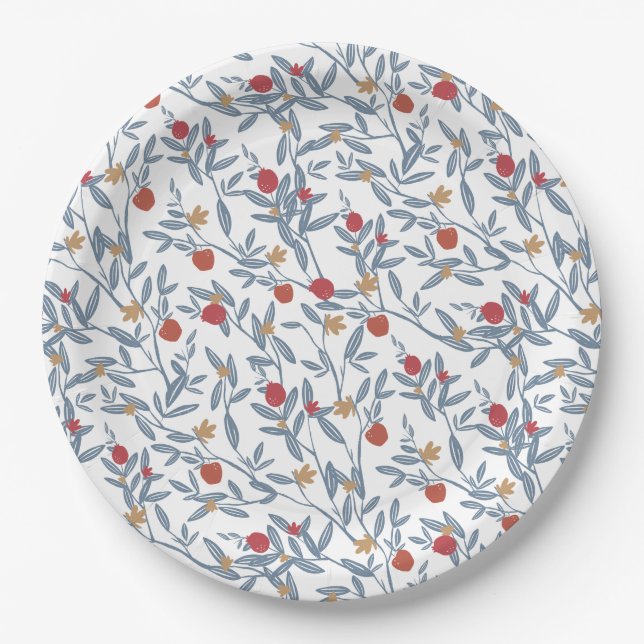 Assiettes En Carton Fleurs de grenade Rosh Hashanah (Devant)