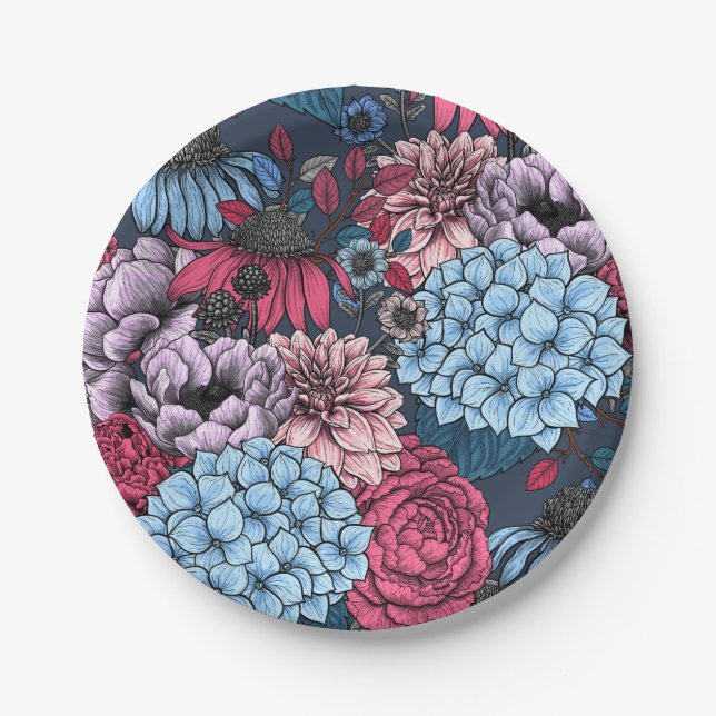 Assiettes En Carton Fleurs de jardin (Devant)
