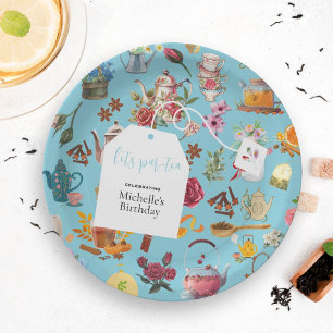 Assiettes En Carton Fleurs de jardin Chic Blue Tea Fête d'anniversaire