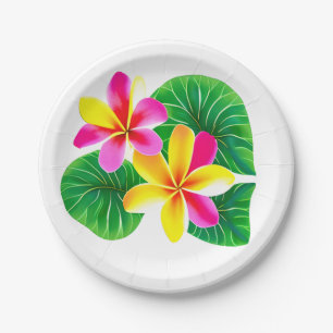 Assiettes En Carton Fleurs de la Plumeria tropicale
