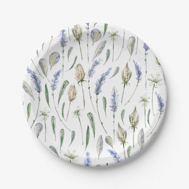 Assiettes En Carton Fleurs de lavande Rustique Floral (Devant)