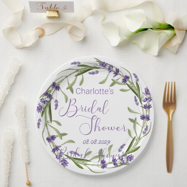 Assiettes En Carton Fleurs de lavande violette (Mariage)
