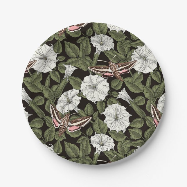 Assiettes En Carton Fleurs de lune et sphinx Mois (Devant)