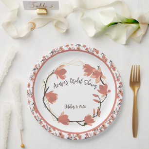 Assiettes En Carton Fleurs de Magnolia dans la Fête des mariées de cor