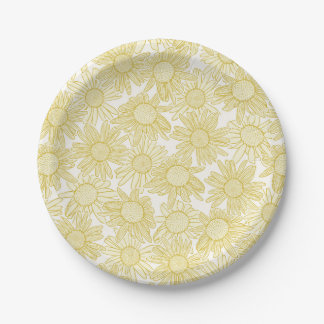 Assiettes En Carton Fleurs de marguerite jaune doré