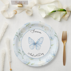 Assiettes En Carton Fleurs de mariage de l'hortensia bleu joli
