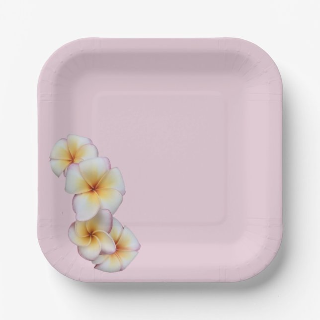 Assiettes En Carton Fleurs de Plumeria  (Recto)