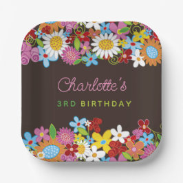 Assiettes En Carton Fleurs de printemps Whimsical Jardin Fête d'annive