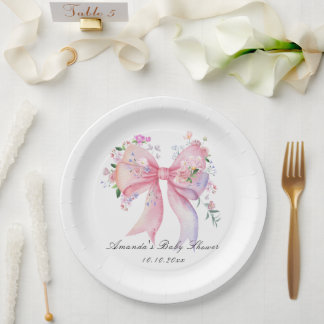 Assiettes En Carton Fleurs de ruban floral Fille Baby Shower