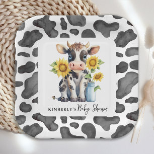 Assiettes En Carton Fleurs de soleil de vache mignonne Moderne Baby sh