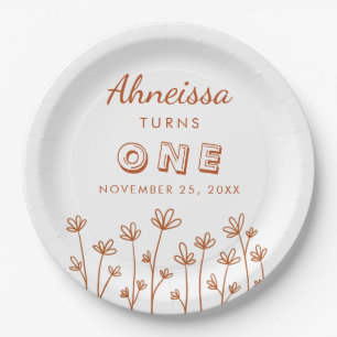 Assiettes En Carton Fleurs de terre cuite chic moderne Premier anniver