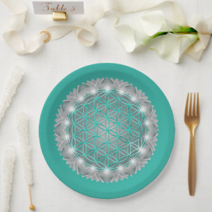 Assiettes En Carton FLEURS DE VIE - Géométrie Sacrée Lumière 2