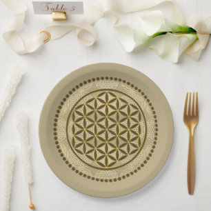 Assiettes En Carton FLEURS DE VIE - Symbole de géométrie sacrée Art 2