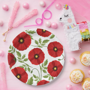 Assiettes En Carton Fleurs d'été joyeuses floraison de pavot