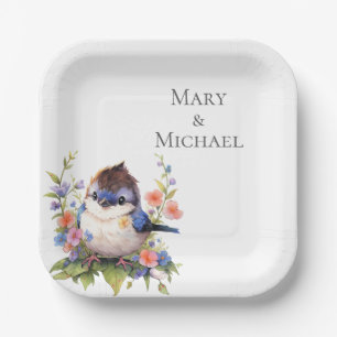 Assiettes En Carton Fleurs d'oiseau fée Clipart aquarelle-73610