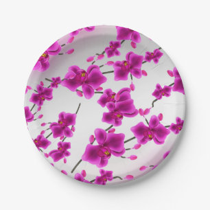 Assiettes En Carton Fleurs d'orchidées Élégant Mariage floral