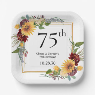 Assiettes En Carton Fleurs du soleil pour 75e anniversaire