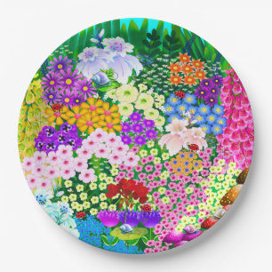 Assiettes En Carton Fleurs et bogues mignons