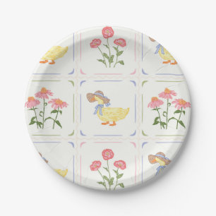 Assiettes En Carton Fleurs et canards brillants