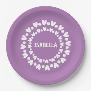 Assiettes En Carton Fleurs Et Coeurs Nom