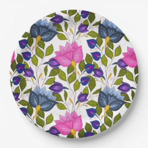 Assiettes En Carton Fleurs Et Éperons P32 Plaques Papier Personnalisée