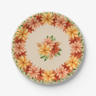 Assiettes En Carton Fleurs et feuilles d'automne