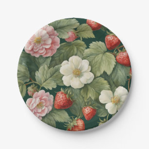 Assiettes En Carton Fleurs et fraises "Berry in Love"