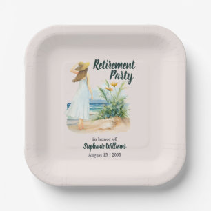Assiettes En Carton Fleurs et Plage de femmes Parti de retraite à thèm