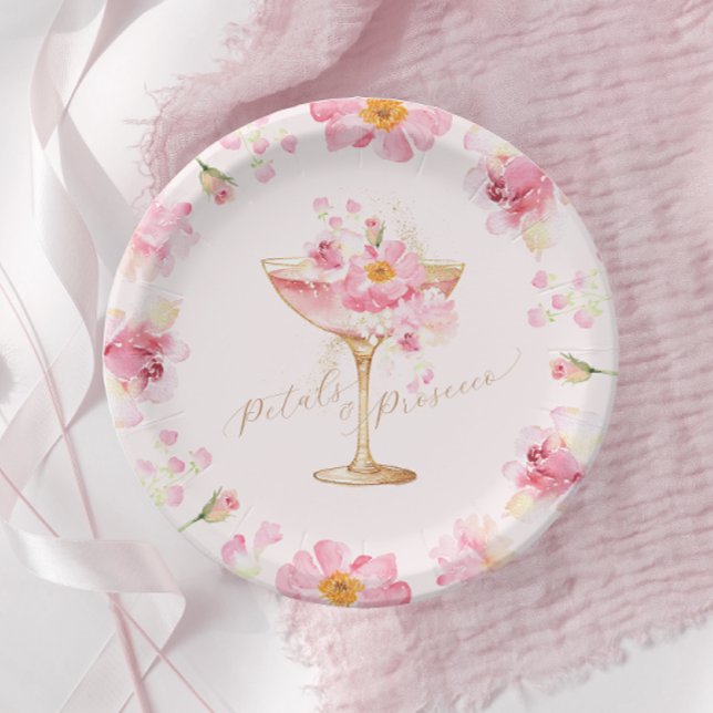 Assiettes En Carton Fleurs et Prosecco Floral Bridal Shower (Créateur téléchargé)
