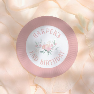 Assiettes En Carton Fleurs Fairytale Fille rose Fête d'anniversaire