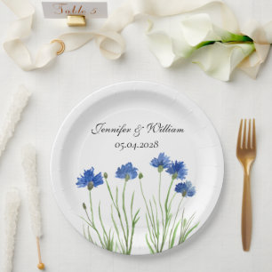 Assiettes En Carton Fleurs Fleurs sauvages de Cornflowers Mariage d'aq