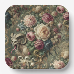 Assiettes En Carton 🩸 Fleurs Fouettées par la Langue – Gothique Victo