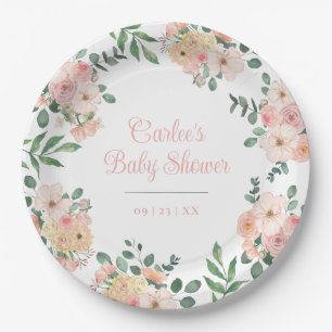 Assiettes En Carton Fleurs Jardin Boho Rose Vierge