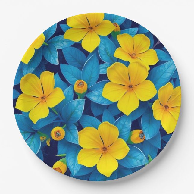 Assiettes En Carton Fleurs Jaunes-Méditerranée (Devant)