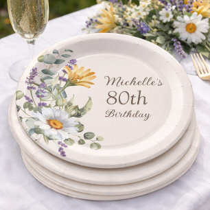 Assiettes En Carton Fleurs Jaunes Sauvages Marguerites Blanches 80e An