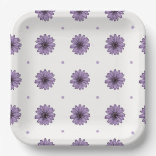 Assiettes En Carton Fleurs marguerites violettes pois amusant pape bot