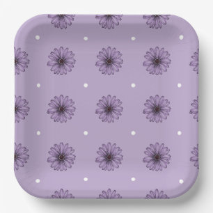Assiettes En Carton Fleurs marguerites violettes pois botanique lilas 