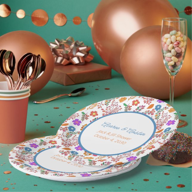 Assiettes En Carton Fleurs multicolores Jack et Jill Douche (Multi)
