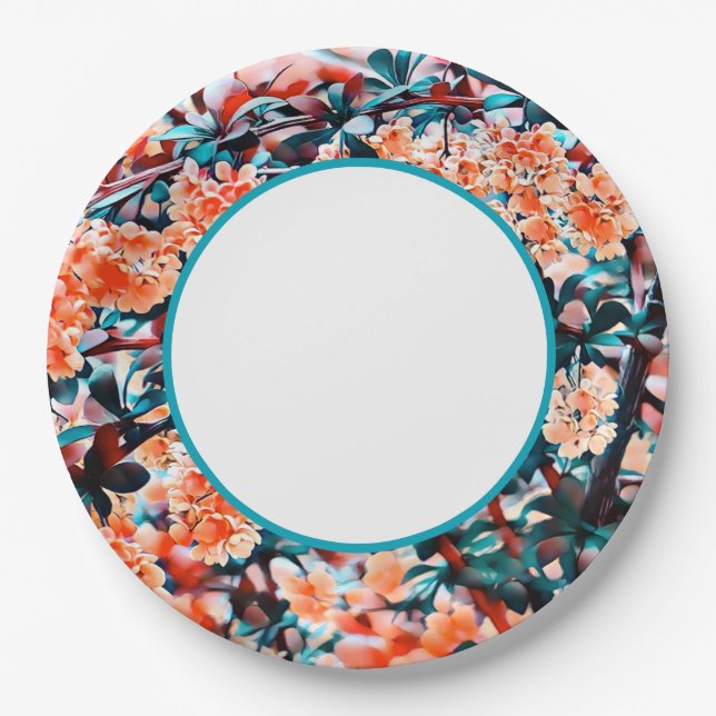 Assiettes En Carton Fleurs orange (Devant)