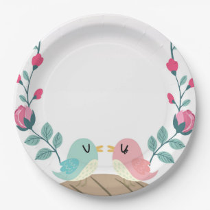 Assiettes En Carton Fleurs printanières inséparables